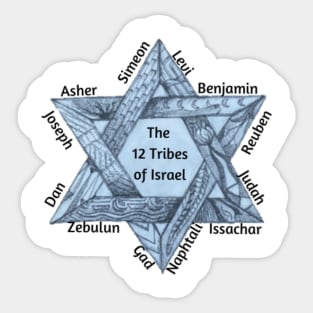 The 12 Tribes of Israel - Star of David with Tribes listed Sticker